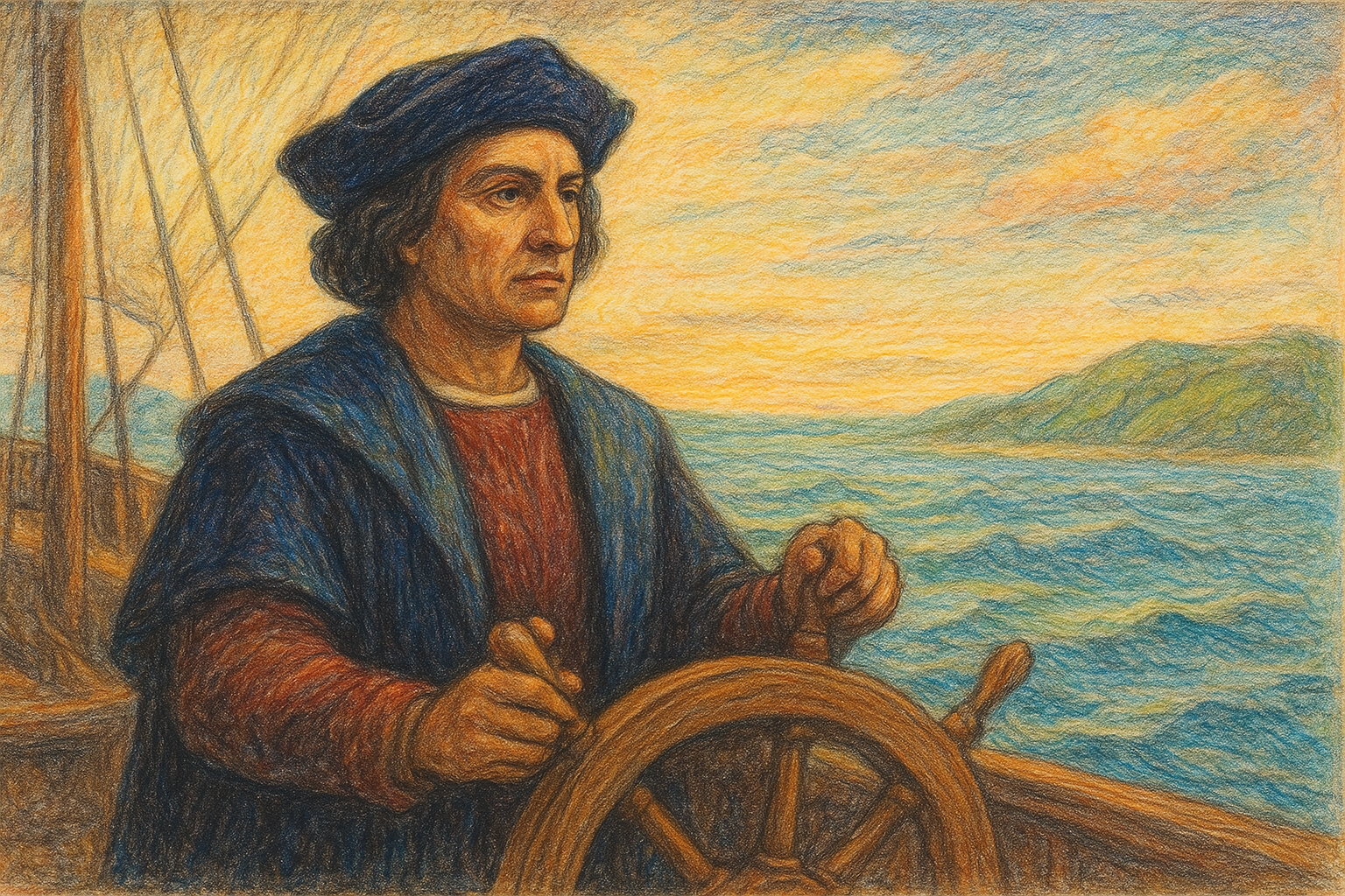 Columbus at the helm
